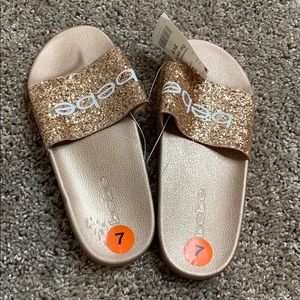 Bebe Rose Gold Slides